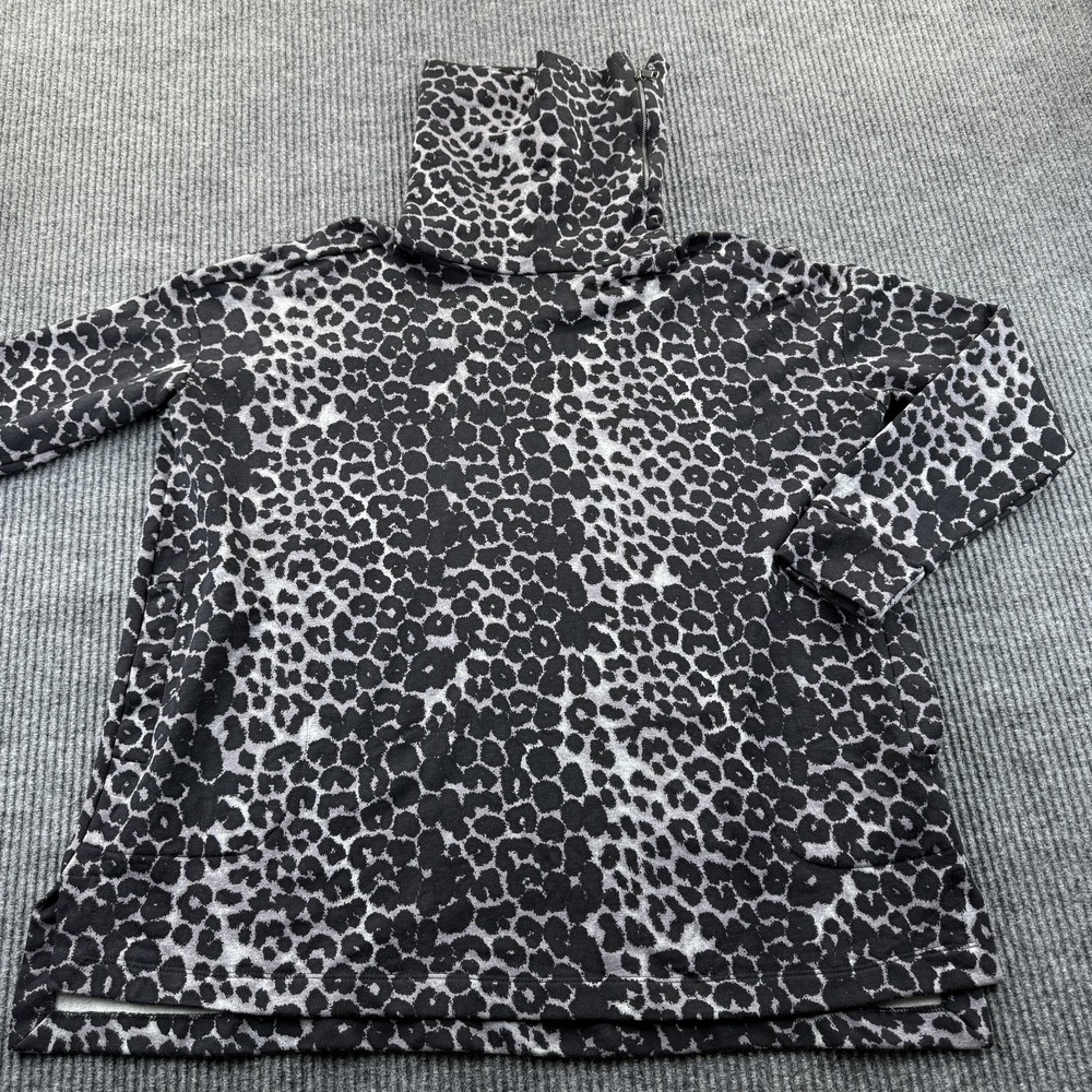 Soft Surrounding Leopard Sweater Women Small Black Gray Cowl Neck Tunic Pullover